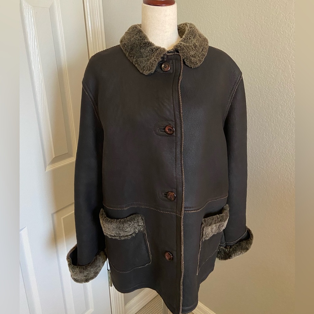 Utex Brown Shearling Jacket - image 2